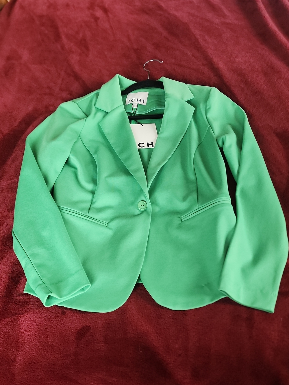 Green Women's Single-Button Blazer